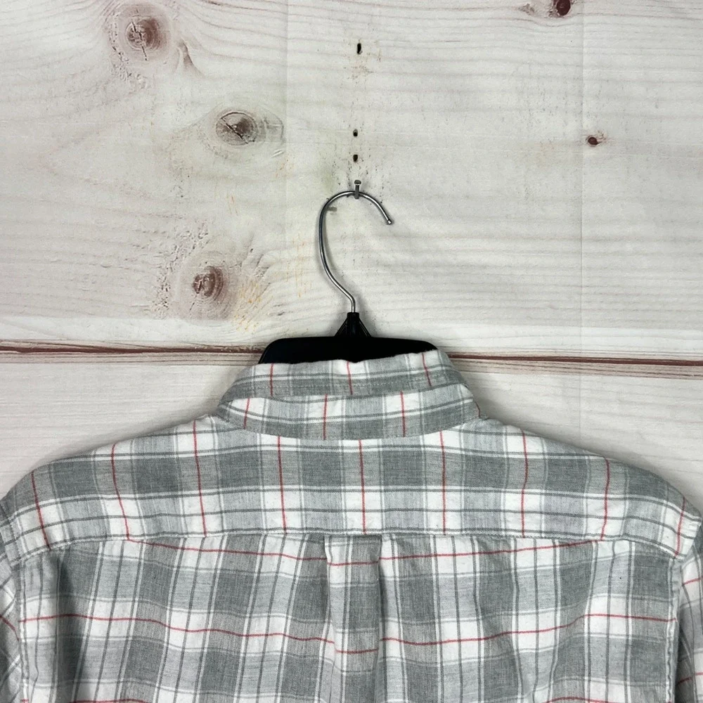 J Crew Shirt Mens M Gray Brushed Twill Button Up Cotton Plaid Slim Fit Cotton